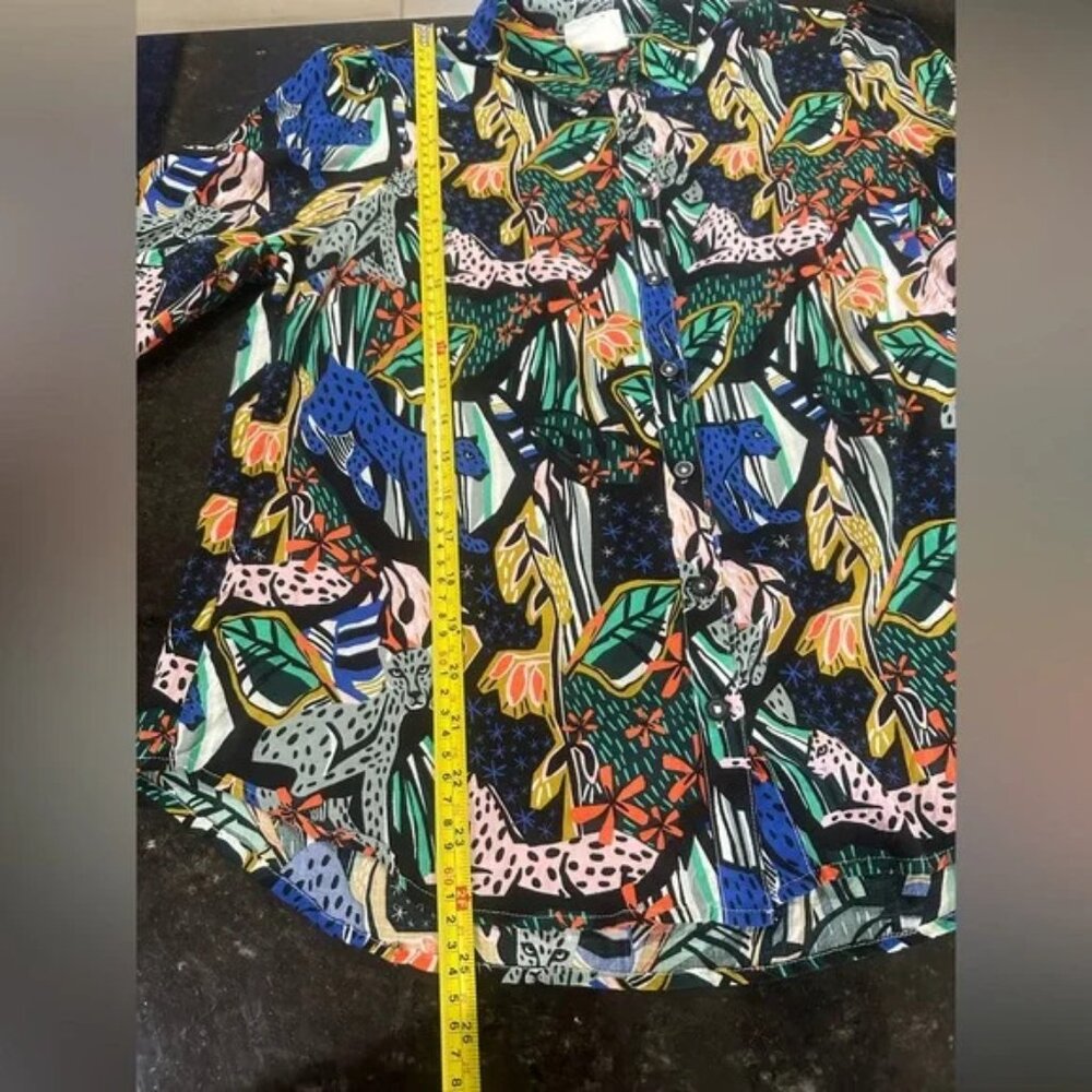 Anthropologie Maeve Masha Volnova Carmiel Buttondown Jungle Animal Print Size 10 - Picture 9 of 9
